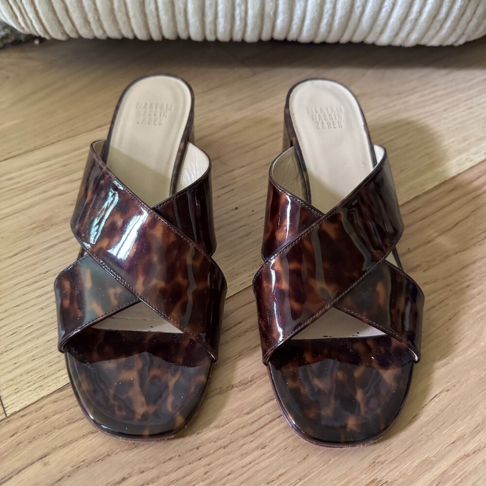 Maryam Nassir Zadeh patent leather tortoise slides
